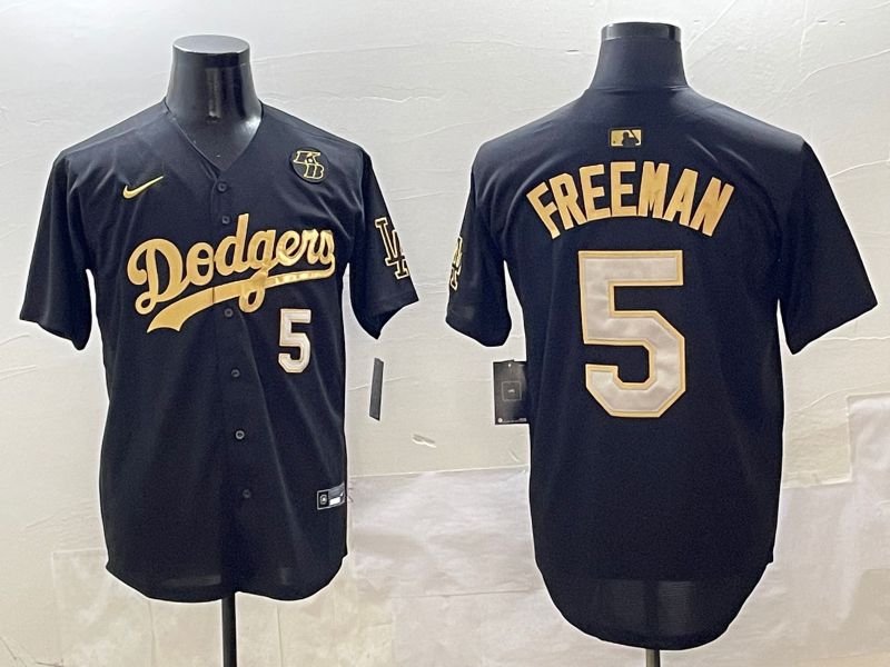 Men Los Angeles Dodgers #5 Freeman Black Gold Nike 2025 MLB Jersey style 42510